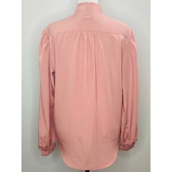 Vintage Foxcroft Pleated Blouse Top Womens 12 Career Femme Classic Made in Japan - Picture 4 of 9